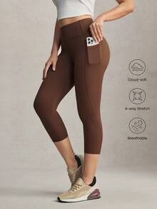 Activina Women's Brown 7/8 Length Athletic Tight Leggings - Brown - View 1