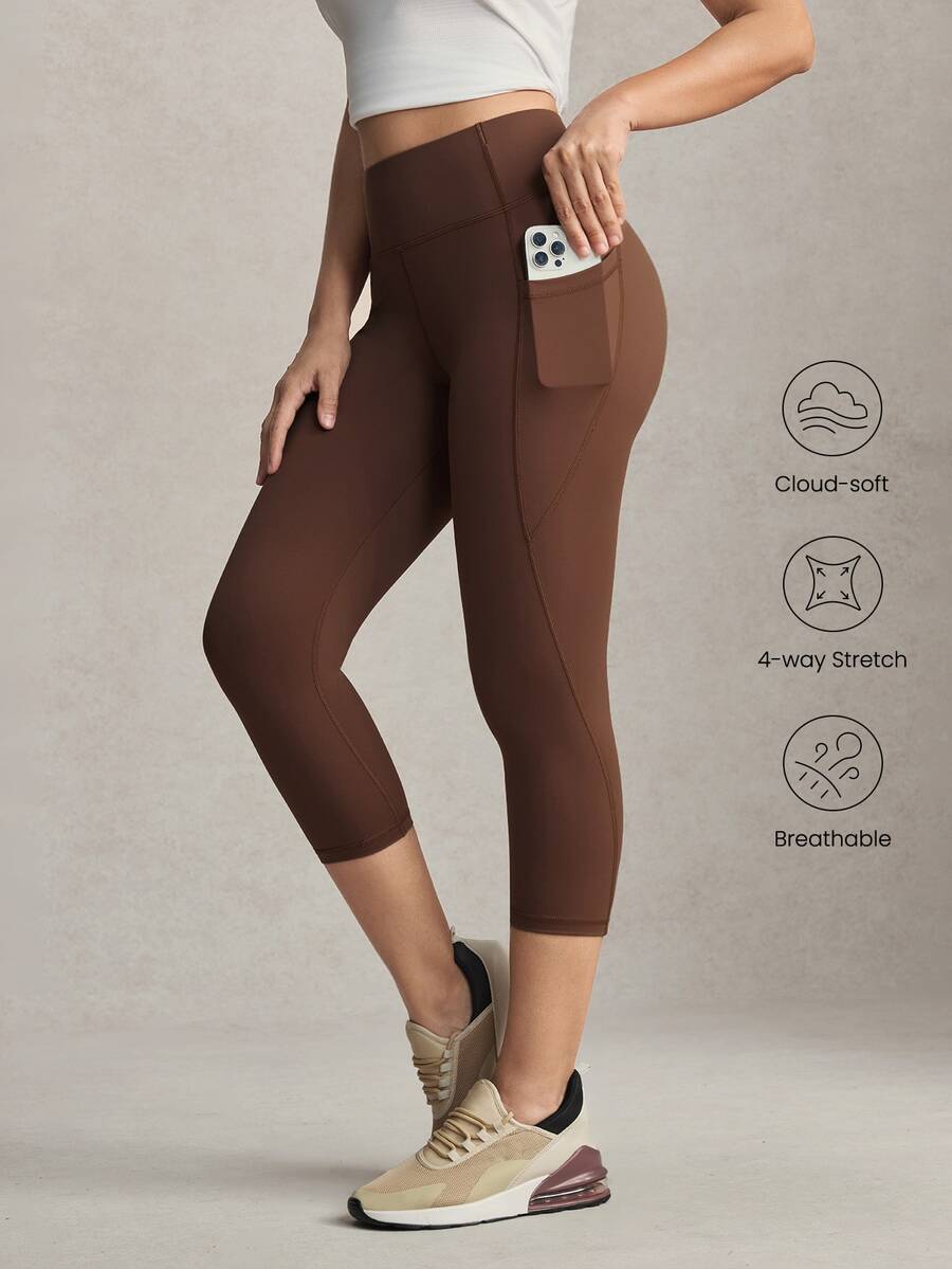 Activina Women's Brown 7/8 Length Athletic Tight Leggings - Brown - View 1