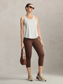 Activina Women's Brown 7/8 Length Athletic Tight Leggings - Brown - View 6