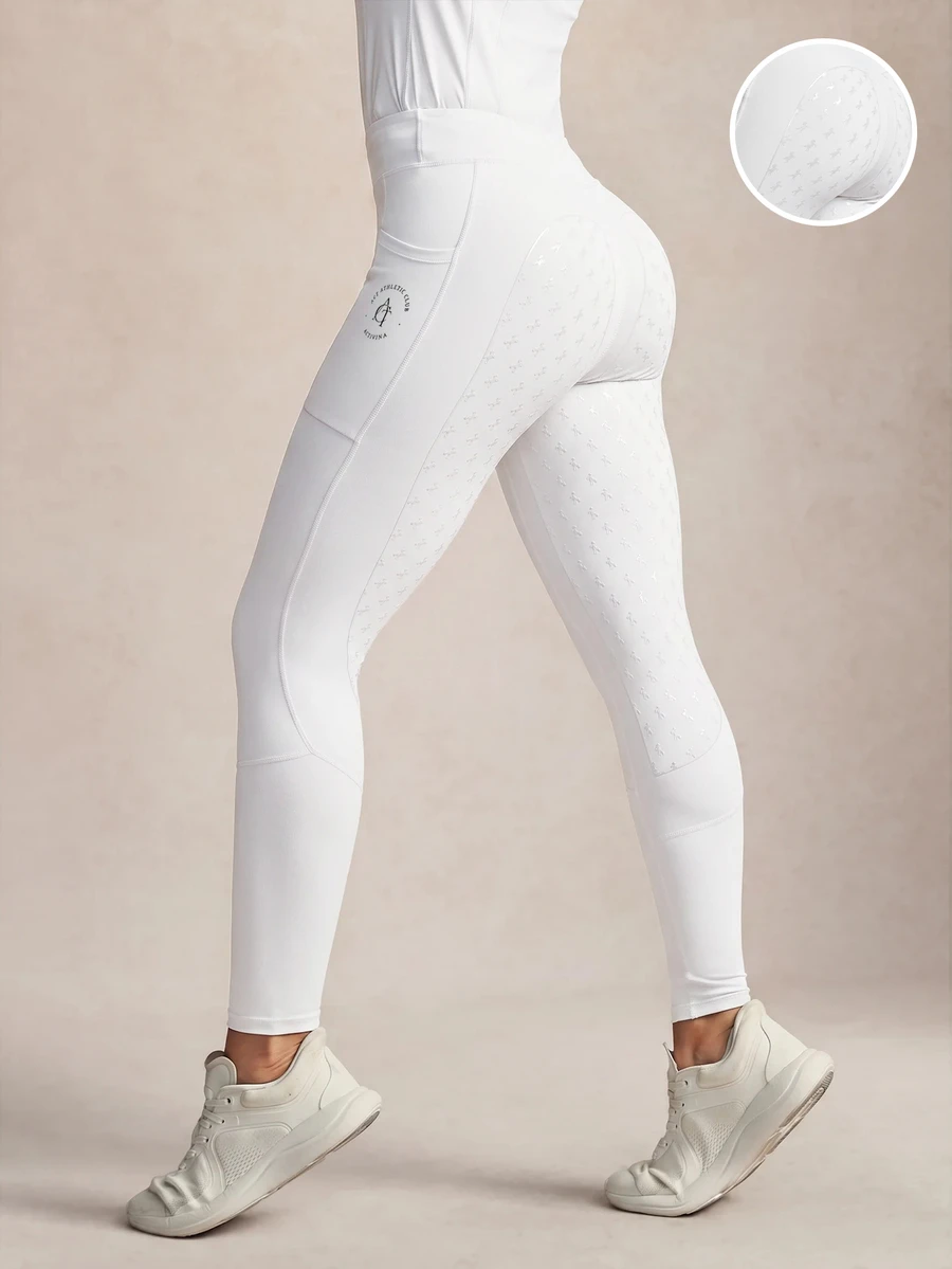 Activina Women's Solid Color Slim Fit Long Pants Equestrian Outfit - White - View 1