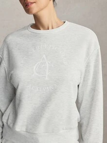 Activina Women's Grey Loose Fit Logo Embroidered Long Sleeve Sweatshirt - Light Grey - View 8