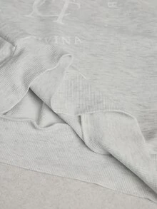 Activina Women's Grey Loose Fit Logo Embroidered Long Sleeve Sweatshirt - Light Grey - View 9