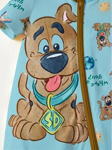 SCOOBY-DOO X SHEIN 男嬰卡通藍白配色可愛俏皮短袖連身衣 - 藍色 - 查看 5