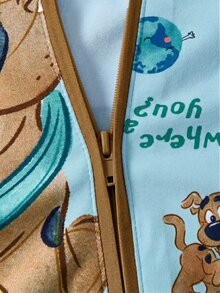 SCOOBY-DOO X SHEIN 男嬰卡通藍白配色可愛俏皮短袖連身衣 - 藍色 - 查看 6