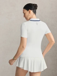 Activina Women's Colorblock Casual Daily Travel Sports Short Sleeve Polo Shirt - White - View 2