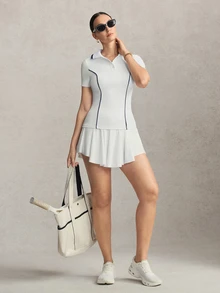 Activina Women's Colorblock Casual Daily Travel Sports Short Sleeve Polo Shirt - White - View 5