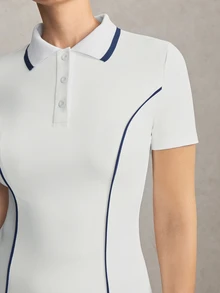 Activina Women's Colorblock Casual Daily Travel Sports Short Sleeve Polo Shirt - White - View 4