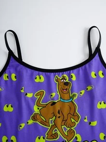 SCOOBY-DOO X SHEIN 大码女士内衣套装，吊带背心和内裤 - 紫色 - 查看 5