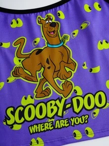 SCOOBY-DOO X SHEIN 大码女士内衣套装，吊带背心和内裤 - 紫色 - 查看 4