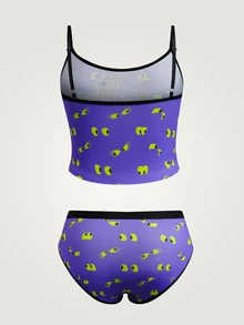 SCOOBY-DOO X SHEIN 大码女士内衣套装，吊带背心和内裤 - 紫色 - 查看 2