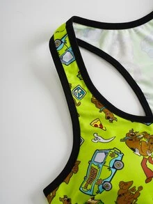 SCOOBY-DOO X SHEIN Plus Size Women's Lingerie Set, Co-Branded - Green - View 5