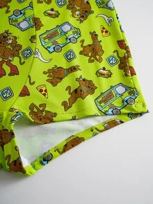 SCOOBY-DOO X SHEIN Plus Size Women's Lingerie Set, Co-Branded - Green - View 7