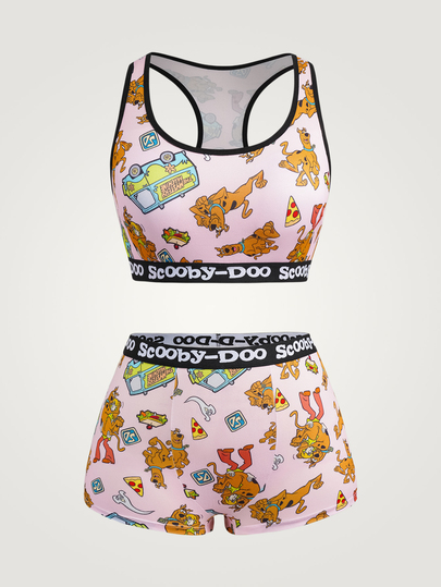 SCOOBY-DOO X SHEIN Plus Size Women Brand Collaboration Bralette & Panty Set