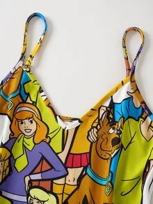SCOOBY-DOO X SHEIN Women's Cartoon Print Casual Cami Nightgown -DOO - Multicolor - View 3