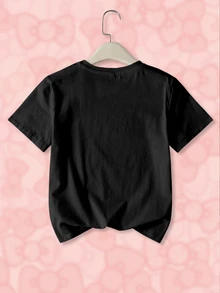 HELLO KITTY AND FRIENDS | SHEIN Tween Girl Letter Cartoon Print Casual Daily Short Sleeve T-Shirt - White - View 2
