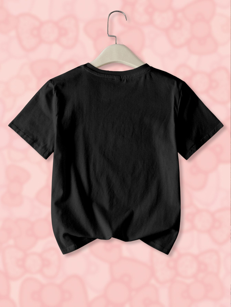 HELLO KITTY AND FRIENDS | SHEIN 青少年女孩字母卡通印花休閒日常短袖T恤 - 白色 - 查看 2