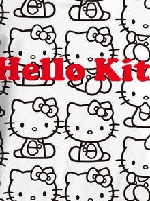 HELLO KITTY AND FRIENDS | SHEIN 女童夏季休閒卡通印花洋裝 - 白色 - 查看 5