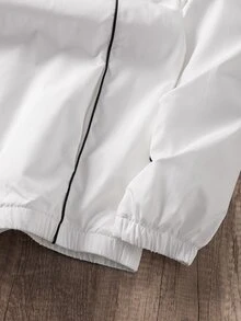 Manfinity Joysei Men's Casual Letter Print Jacket, Spring/Autumn Football - White - View 4