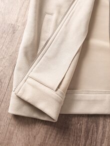 Manfinity Joysei Men's Casual Solid Color Long Sleeve Zip-Up Jacket For Autumn/Winter, For Fall - Apricot - View 6