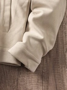 Manfinity Joysei Men's Casual Solid Color Long Sleeve Zip-Up Jacket For Autumn/Winter, For Fall - Apricot - View 3