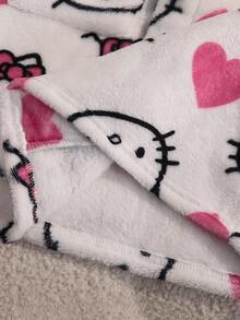 HELLO KITTY AND FRIENDS | SHEIN رداء منزلي كاجوال يومي بقلنسوة مطبوع برسومات كرتونية للفتيات المراهقات - أبيض - مشاهدة 6
