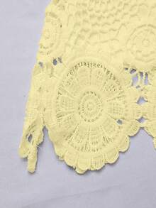 GlowEve Women's Crochet Lace Camisole Top, Fashionable Elegant Sleeveless Blouse Design - Light Yellow - View 5