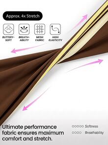 Muchica Women's Brown High Waist Contrast Pink Side Stripe Lightweight Slimming Booty Lift Sports Pants Breathable Gym Running Training Activewear Summer - Brown - View 4
