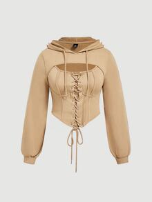SHEIN MOD 大尺碼衛衣 - 卡其色 - 查看 1