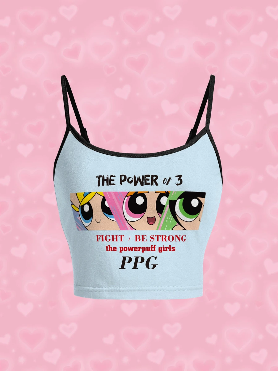 THE POWERPUFF GIRLS X SHEIN 女款字母卡通印花休閒百搭細肩帶背心上衣 - 白色 - 查看 1