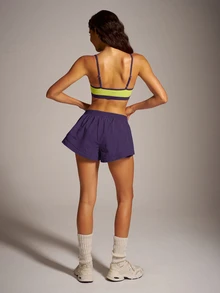 VARSIVA Women's Colorblock Spaghetti Strap Top And Shorts Casual Daily Sports Set - Purple - View 8