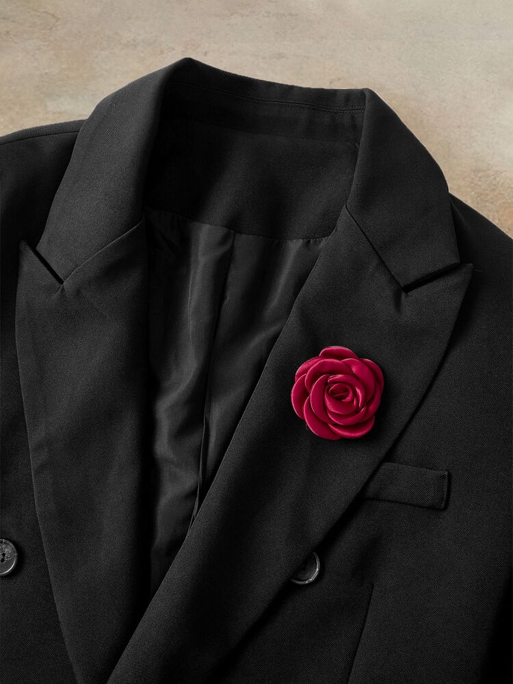 HIMLAND Men's Elegant Classy 3D Floral Decor Button Long Sleeve Jacket And Pants Suit Set Wedding Formal Black Summer - Black - View 8