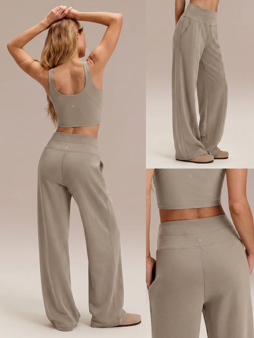 Pantalones de salón de pierna ancha de cintura alta con bolsillos laterales, ajuste relajado, suaves, sedosos, lisos y transpirables, de modal SoftCalm Glow, para uso diario casual, 32'' de largo