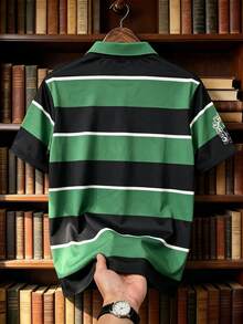 Manfinity HARRY POTTER X SHEIN قميص بولو رجالي كاجوال يومي بطباعة حروف وألوان متباينة - متعدد الألوان - مشاهدة 6