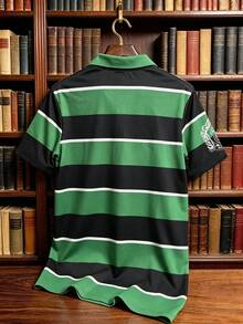 Manfinity HARRY POTTER X SHEIN قميص بولو رجالي كاجوال يومي بطباعة حروف وألوان متباينة - متعدد الألوان - مشاهدة 2