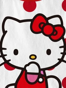 HELLO KITTY AND FRIENDS | SHEIN 女嬰波點卡通印花短袖上衣 - 白色 - 查看 5