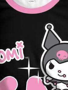 HELLO KITTY AND FRIENDS | SHEIN ملابس علوية كاجوال للبنات الرضع بطبعة حروف وياقة مستديرة وأكمام قصيرة - أبيض - مشاهدة 5