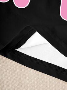 HELLO KITTY AND FRIENDS | SHEIN ملابس علوية كاجوال للبنات الرضع بطبعة حروف وياقة مستديرة وأكمام قصيرة - أبيض - مشاهدة 8