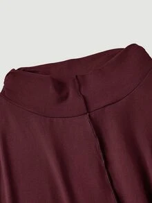 SHEIN MOD 大尺碼女款棕色高領長款針織洋裝，情人節、婚禮、優雅洋裝、白色洋裝、女款婚禮賓客洋裝，春夏穿搭，下午茶派對女款穿搭，假期、生日 - 酒紅色 - 查看 8