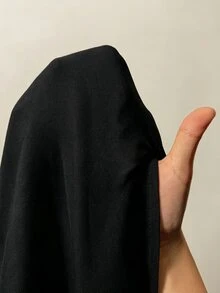 Auralis Plus Size Elegant Solid Color Cape Sleeve Dress - Black - View 6