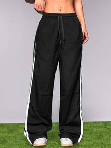 SHEIN Cheerettes Women's Fashionable Sports Pants, Suitable For Fall - Black - View 4
