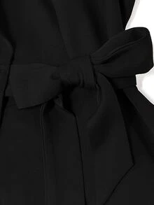 Formidée Plus Size Women's Elegant Peak Collar Solid Color Blazer And Mesh Skirt Suit Set, Suitable For Spring/Autumn Office Commute - Black - View 5