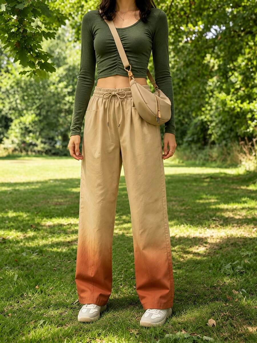 WanderVale Women's Gradient Print Outdoor Hiking Pants - Khaki - View 1