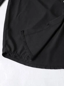 SHEIN 青少年女孩休閒時尚梭織布料經典長袖襯衫 寬鬆舒適 適合春夏秋季 日常通勤 出遊聚會 拍照購物 百搭穿搭 - 黑色 - 查看 7