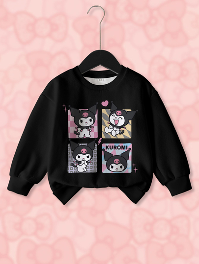 HELLO KITTY AND FRIENDS | SHEIN Sweatshirt Lengan Panjang Kasual Sehari-hari dengan Motif Kartun Anak Perempuan