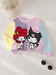 HELLO KITTY AND FRIENDS | SHEIN Baby Girl Colorblock Patchwork Cartoon Print Sweatshirt - White - View 3