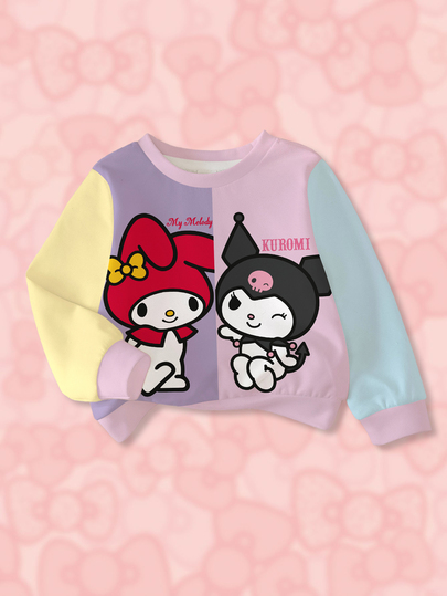 HELLO KITTY AND FRIENDS | SHEIN Sweatshirt Bayi Perempuan Motif Kartun Patchwork Blok Warna