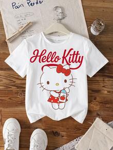 HELLO KITTY AND FRIENDS | SHEIN 青少年女孩卡通印花短袖T恤 - 白色 - 查看 3