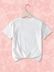 HELLO KITTY AND FRIENDS | SHEIN 青少年女孩卡通印花短袖T恤 - 白色 - 查看 2