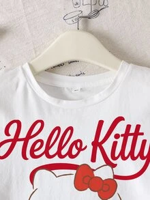 HELLO KITTY AND FRIENDS | SHEIN 青少年女孩卡通印花短袖T恤 - 白色 - 查看 4