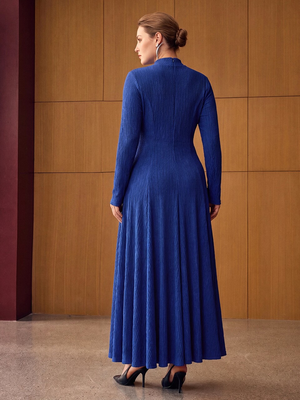 MOTF PLUS SIZE AUTUMN/WINTER TEXTURED KNIT LONG SLEEVE DRESS